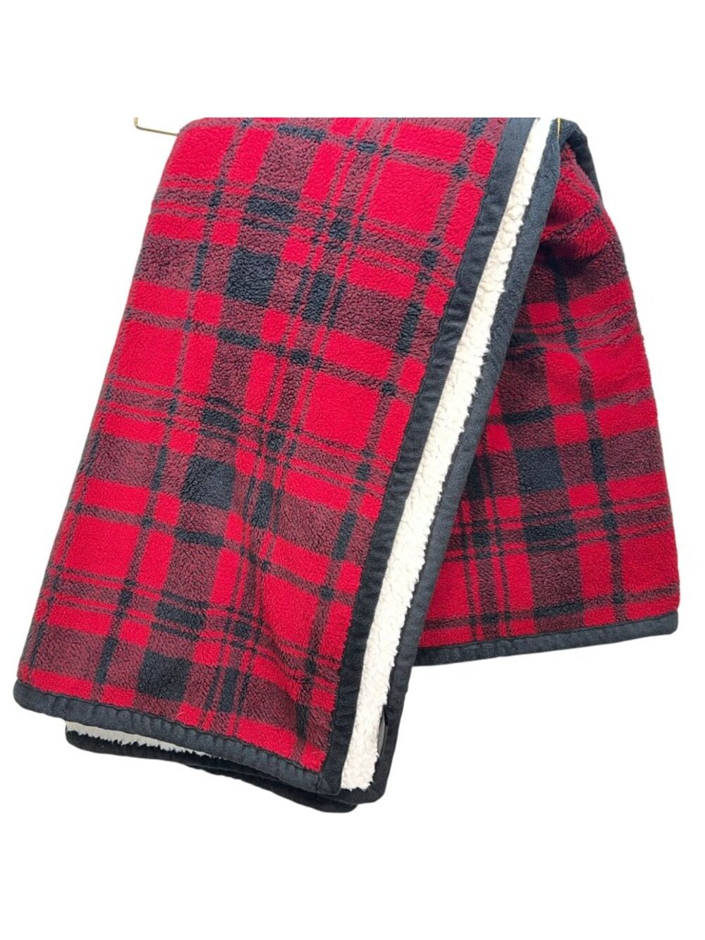 Cuddl Duds Cozy Soft Fleece Throw Blanket 50"x60" Red Black Plaid Sherpa Winter